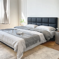 Lit suspendu en cuir véritable à bordures affinées, design minimaliste italien, tête de lit à profil fin, cuir de vachette pleine fleur, modèle 966 Chine
