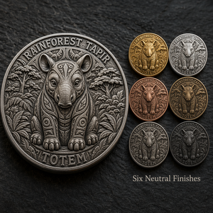 Moneda Conmemorativa 3D Personalizada con Relieve, Moneda de Desafío con Tótem de Animales de la Selva Tropical, Regalo de Recuerdo, Venta al por Mayor de Fábrica, OEM, ODM, <span class=keywords><strong>Tapir</strong></span> - Product Image 1
