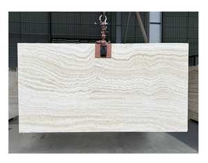 Dalle de travertin super blanc italien poli moderne haut de gamme avec finition imperméable pour la décoration murale et de table intérieure - Product Image 1