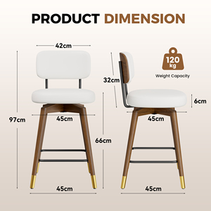 Sillas de Barra Ergonómicas Modernas de Lujo, con Cojín Grueso de PU, Reposapiés de Madera Sólida, Resistentes al Agua, para Hotel y Sala de Estar - Product Image 6