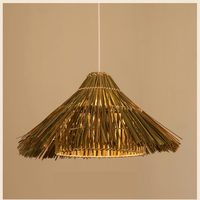 Bambou Rétro Globe Salle à manger Hôtel Ferme Bois Pendentif Lumière Poisson En Osier Rotin Ombre Armure Pendentif Lampe