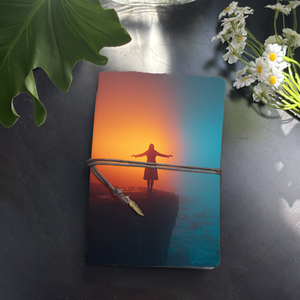 Cuaderno de oficina A6 hecho a mano en Metal estético Vintage hoja suelta 160 páginas Tether colgante de Metal con <span class=keywords><strong>mujer</strong></span> acantilado puesta de sol Ope - Product Image 1