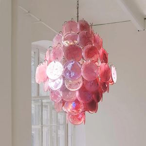 <span class=keywords><strong>Lampadario</strong></span> Vintage Francese in Vetro di Murano, Lampada a Sospensione di Lusso con Dischi Iridescenti Rosa a Forma di Petalo, per Villa, Soggiorno, <span class=keywords><strong>Camera</strong></span> <span class=keywords><strong>da</strong></span> <span class=keywords><strong>Letto</strong></span> - Product Image 1
