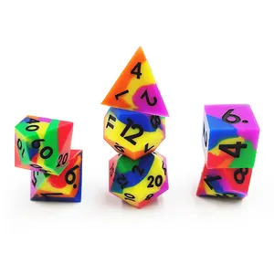 Custom Logo Black Multicolor Font Dice DND RPG Board Games D D Sex Dice Set Polyhedral Acrylic Plastic Dice