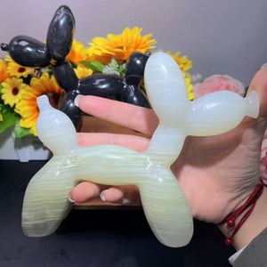 Venta al por mayor de artículos populares: Figura de perro globo de jade con fósiles marinos coloridos, artesanía de cristal curativo con animales de cueva para decoración del hogar - Product Image 4