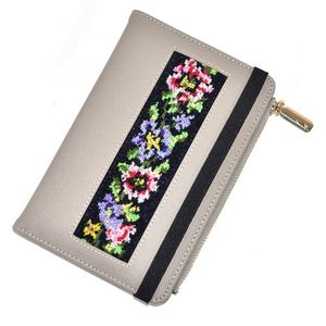 Floral Embroidery PU Leather <b>Wallet</b> Multi-Card <b>Holder</b> with Zipper Pocket Slim Bifold Purse for Women ID Window & Elastic Stra - Product Image 2