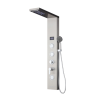 Panneau de douche thermostatique LANO en acier inoxydable brossé, robuste, à double poignée, design moderne