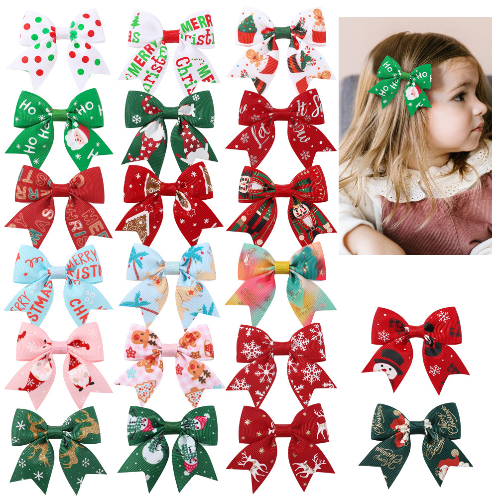 christmas hair bow clip toddler