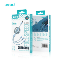 BWOO 6a kabel Usb teleskopik 3 dalam 1, kabel pengisi daya Usb dapat ditarik bahan Tpe multifungsi