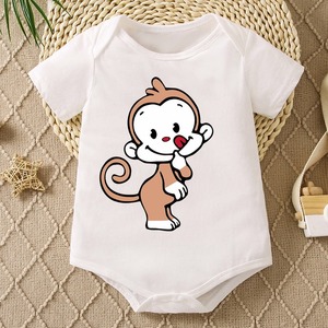 Ropa de Bebé Recién Nacido 100% Algodón al por Mayor, Body de Manga Corta con Estampado de Mono - Product Image 2
