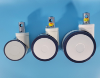 150mm PU Roues Roulette Médicale Verrouillage Central Roulette Tige Courte pour Civière D'hôpital