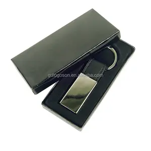 Custom Logo Embossed Engraved Leather Key Chain Wholesale Promotional Gift Leather Keyring With Box Key Holder Leather Keychain