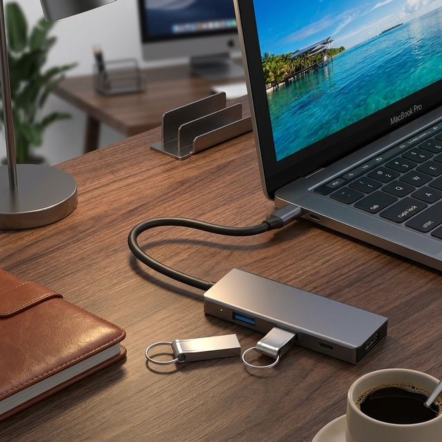 4-in-1 USB-C Aluminum Alloy Docking Station with 3.0 USB Hub PD 100W Charger Multiple Ports for Laptop-in Stock