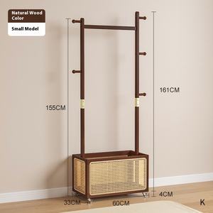 Nouveau modèle porte-manteau mobile en bois massif panier à vêtements sales roues meubles de maison chambre armoires à vêtements sur pied - Product Image 6