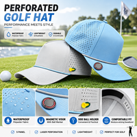 Casquette de golf structurée à 5 panneaux avec logo personnalisé découpé au laser, patch en caoutchouc PVC et corde décorative pour le sport