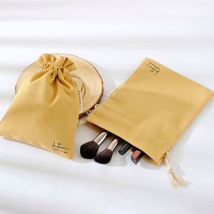 Promotional Custom Logo Printed Cotton <b>Drawstring</b> Dust Bag Small Cotton Jewelry <b>Pouch</b> With Label - Product Image 1