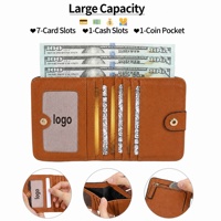 Dompet Kartu Wanita Mewah Tipis Anti RFID dari Kulit Imitasi dengan Kancing Penutup untuk Aktivitas Luar Ruangan dan Hadiah