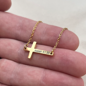 Horizontaler Kreuzanhänger aus 316L Edelstahl mit graviertem Jesaja-Römer-Bibelvers, christlicher Schmuck, einzigartiges Geschenk, wasserdicht - Product Image 4
