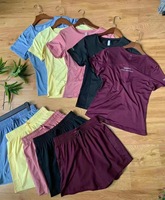 Nouvel ensemble de yoga sport en maille solide pour femmes, été, séchage rapide, course à pied, fitness, tenue de yoga élégante, respirante, vêtements de sport 2 pièces