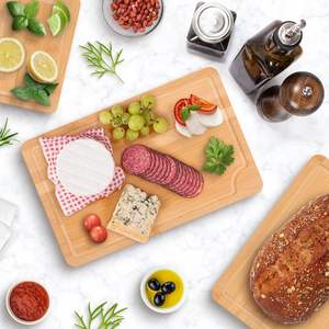 Ensemble de planches à découper en bois de teck épais personnalisable, logo laser, outils de cuisine pour hacher et servir la viande - Product Image 4