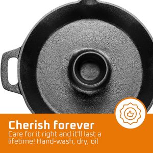 Sartén de Hierro Fundido Pre-Sazonada SEB, Sartén Antiadherente | Apto para Horno, Estufa o Parrilla <span class=keywords><strong>al</strong></span> Aire Libre, Soporte para Pollo, Asador - Product Image 5
