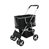 Nouvelle poussette double pour animaux de compagnie, pliable en un clic, chariot de camping détachable, panier de courses multifonctionnel pour l'extérieur