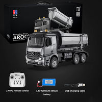 Camion benne RC 1/20 Double E Benz Arocs 2,4 GHz avec contrôle par application, entièrement proportionnel, charge utile de 15 kg, éclairage LED, batterie 1200 mAh, chargeur métallique