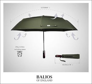 Paraguas de Viaje Plegable de 3 Secciones con Mango de Madera Real, Apertura y Cierre Automáticos, Ventilado, Resistente al Viento, Impermeable, para Promoción - Product Image 4