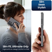 Étui de téléphone antichoc magnétique sans fil translucide 2-en-1 en TPU+PC noir de luxe pour S24 Ultra