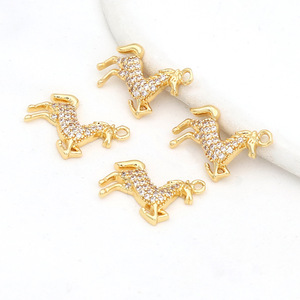 Cobre chapado en oro de 14k con diamantes, colgante de caballo del zodíaco que conserva el color, pulsera, collar, accesorio de joyería DIY D177 - Product Image 5