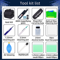 Kit de Nettoyage des Faces d'Embouts de Fibre Optique avec Microscope d'Inspection 400X, Stylos Nettoyeurs à Un Clic, 1.25 2.5mm, pour Maintenance FTTH, Ensemble de 11 Pièces