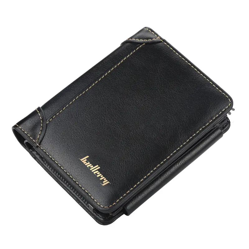 High Quality Wholesale Fashion Business Casual Short Bifold Slim PU Leather Money Clip Custom Print Men Wallet