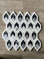 Carreaux hexagonaux en marbre moderne avec finition polie pour la décoration intérieure d'hôtel - Motifs de mosaïque graphiques