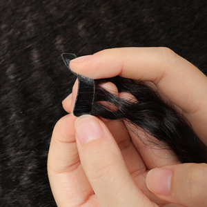 Extensions de <span class=keywords><strong>cheveux</strong></span> naturels <span class=keywords><strong>Remy</strong></span> à bandes invisibles, 40 pièces, 100g, ondulés, noirs, alignés aux cuticules, qualité usine, prix abordable - Product Image 3