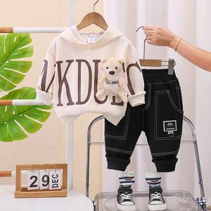 Ensemble deux pièces décontracté pour garçons, style automne-printemps, 0-3 ans, avec motif Ours Anglais, vêtements pour bébés et enfants - Product Image 2