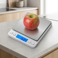 Báscula de Cocina Digital de Alta Precisión, Mini, 500g*0.01g, 1kg/2kg/3kg*0.1g, Recargable por USB, de Bolsillo