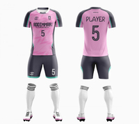 Set Jersey Sepak Bola Custom Sublimasi, Cepat Kering, Bernapas, Kain Jersey Sepak Bola Jacquard, Perlengkapan Latihan Sepak Bola