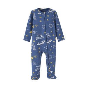 Mono de fibra de bambú con estampado personalizado de fábrica, pijama con cremallera de dibujos animados para niños, patrón de nubes, mono de manga larga para niña - Product Image 5