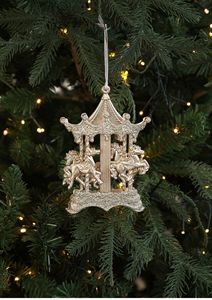 Set di Decorazioni Natalizie 2026 con <span class=keywords><strong>Glitter</strong></span> Dorato, Ornamenti a Forma di Cervo, Pavone, Fiocco di Neve e Carosello in Plastica da Appendere all'Albero di Natale - Product Image 6