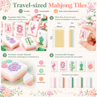 Jeu de Mahjong portable de luxe, durable, résistant à l'eau, format voyage, mini, en acrylique, résistant aux rayures, pliable, avec sac de rangement, pour 4 joueurs