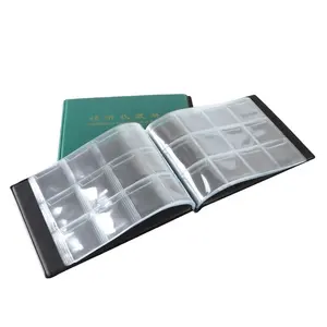 12 taschen 10 Kunststoff Inneren Seiten Leder Abdeckung Münze Fotoalbum Für Münze