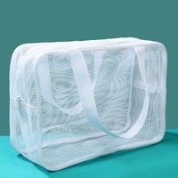 Sac de douche portable en maille noire, étanche, pour articles de toilette et maquillage pour hommes, idéal pour le fitness et le bain