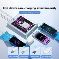 [Certifié 3C, compatible avion] Batterie externe au lithium polymère à charge ultra-rapide 22,5 W, 20 000 mAh, ultra-fine, portable, 4 câbles