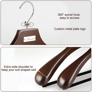 Accesorios de exhibición de ropa de madera de gama alta con logotipo personalizado Premium, barra de pantalones antideslizante para abrigos pesados - Product Image 4