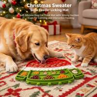 Tapis à lécher en silicone pour animaux de compagnie, motif pull de Noël, tapis d'alimentation lente avec ventouses pour chiens et chats, tapis d'alimentation anti-anxiété