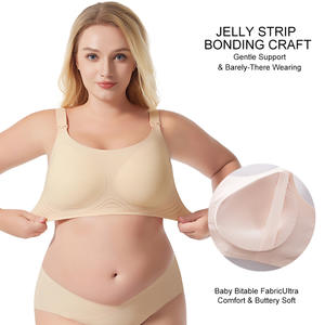 カスタムビッグバストマタニティブラ、プラスサイズフルカバー快適ワイヤレスジェリー授乳ブラ、妊婦・授乳中の女性向け - Product Image 3