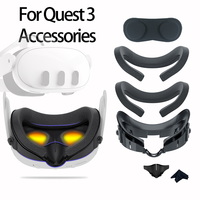 Kit 6-en-1 pour interface faciale 3 en 3, avec masque en cuir PU léger, coussinet en soie glacée, support réglable compatible avec les lunettes et vue large