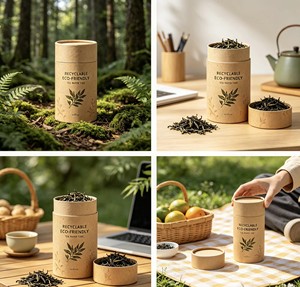 Boîte cadeau ronde en papier kraft biodégradable avec couvercle, emballage personnalisé pour café et aliments, options de pelliculage mat - Product Image 5