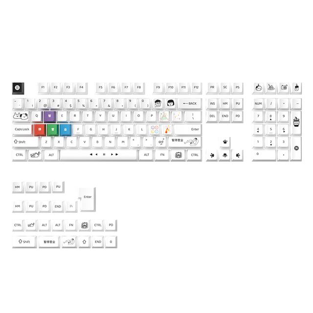 Suspended Business Keycap Cherry Profile 130Key PBT Material Dye Sublimation for Mechanical Gaming Keyboard DIY Customized