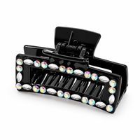 Pince à cheveux carrée en strass, pince à cheveux en cristal noir, accessoires de coiffure scintillants pour femmes et filles